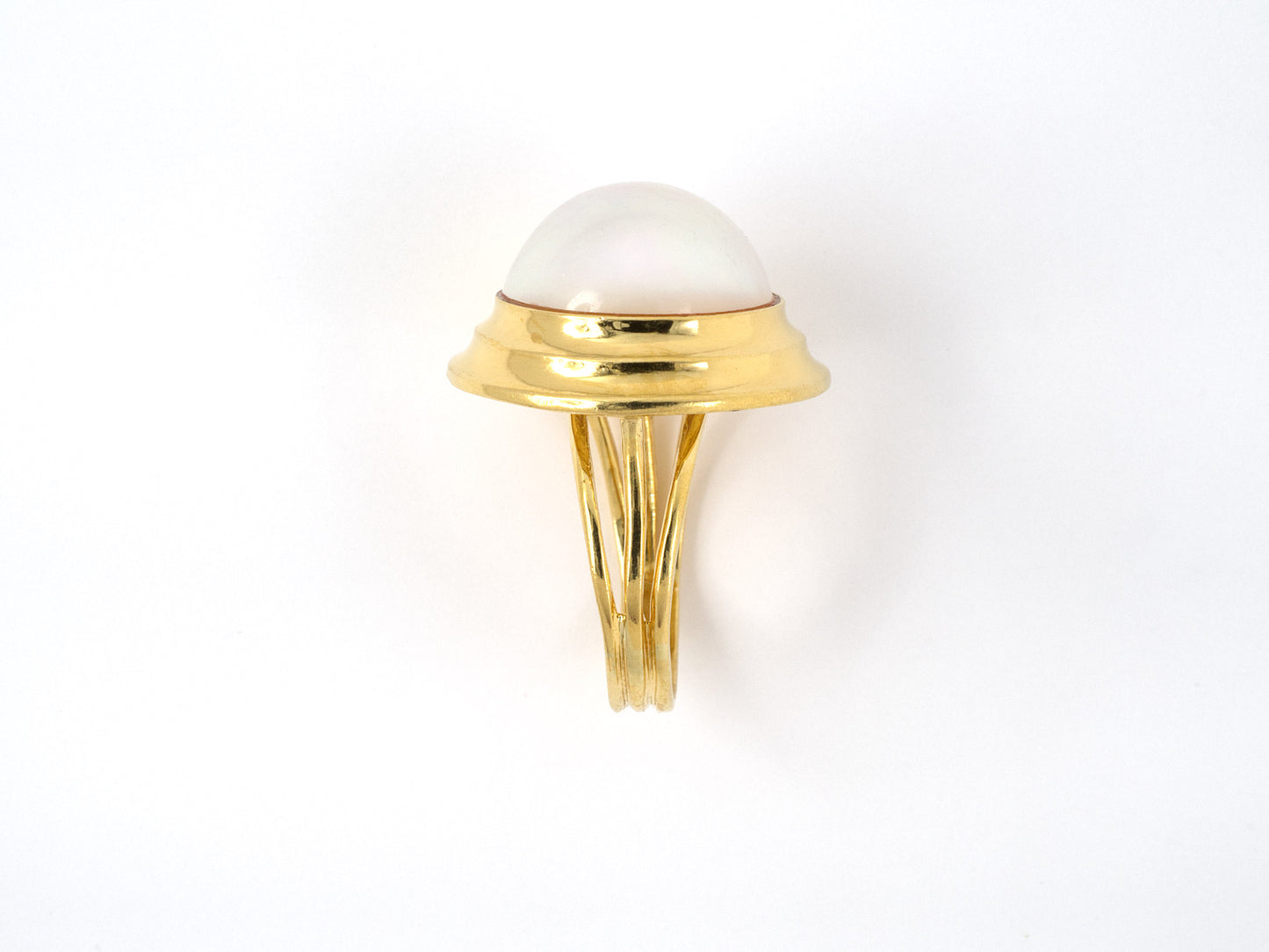 900032 - SOLD - Gold Pearl Corrugated Ring