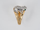 900129 - SOLD - Gold Diamond Emerald Frog Ring