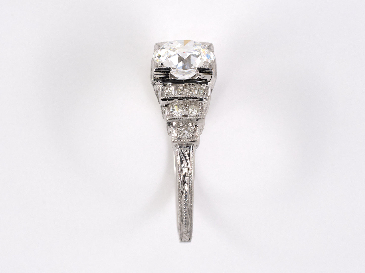 900190 - Art Deco Platinum GIA Diamond Engagement Ring
