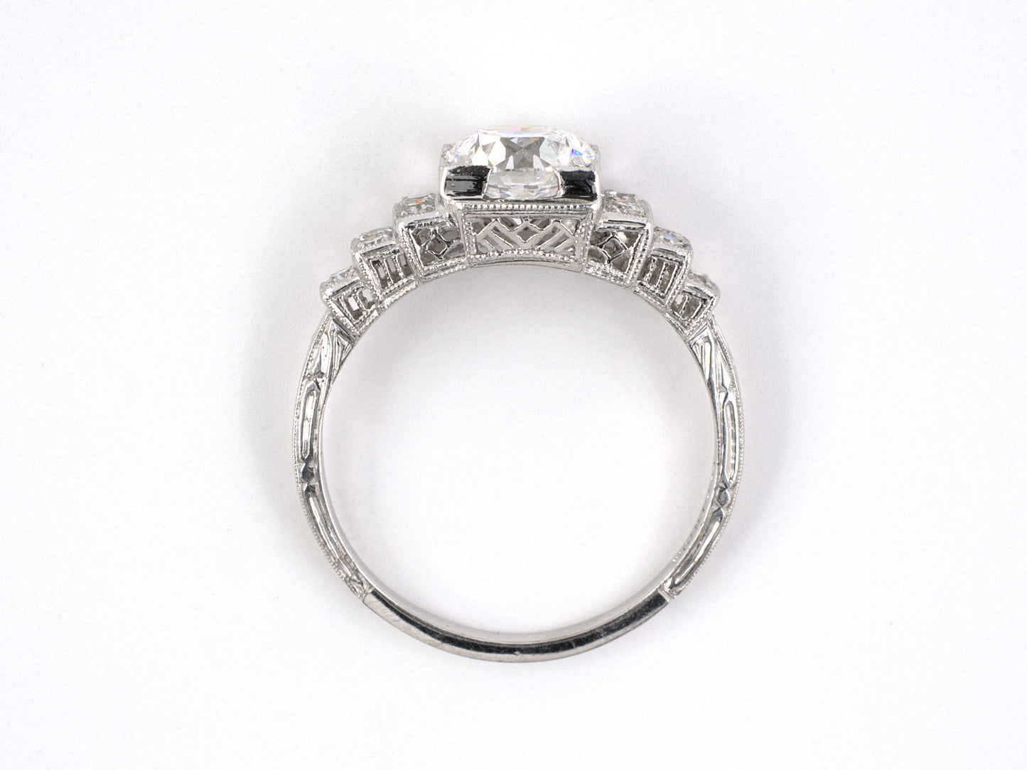 900190 - Art Deco Platinum GIA Diamond Engagement Ring
