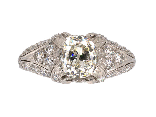 900196 - SOLD - Cerro Platinum GIA Diamond Chased Engagement Ring