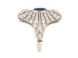 900252 - Edwardian Platinum AGL Burma Sapphire Diamond Chased Filigree Dinner Ring