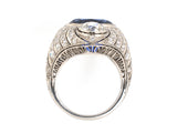 900252 - Edwardian Platinum AGL Burma Sapphire Diamond Chased Filigree Dinner Ring