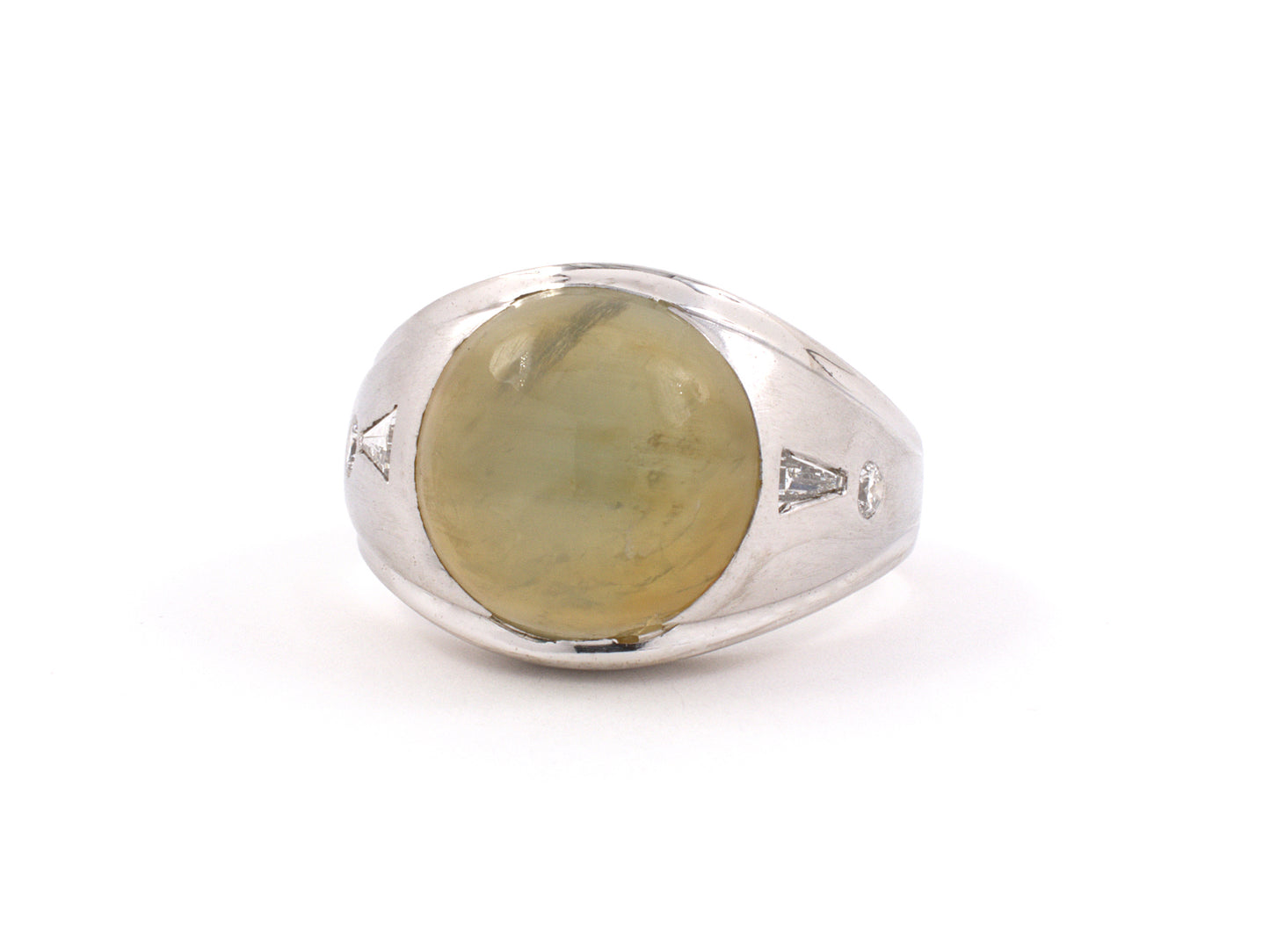 900309 - Gold Cat's Eye Diamond Gypsy Gents Ring