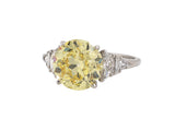 900318 - Art Deco Platinum GIA Fancy Intense Yellow Diamond Engagement Ring