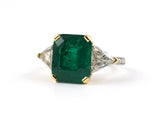 900321 - SOLD - Platinum Gold Emerald Diamond Ring