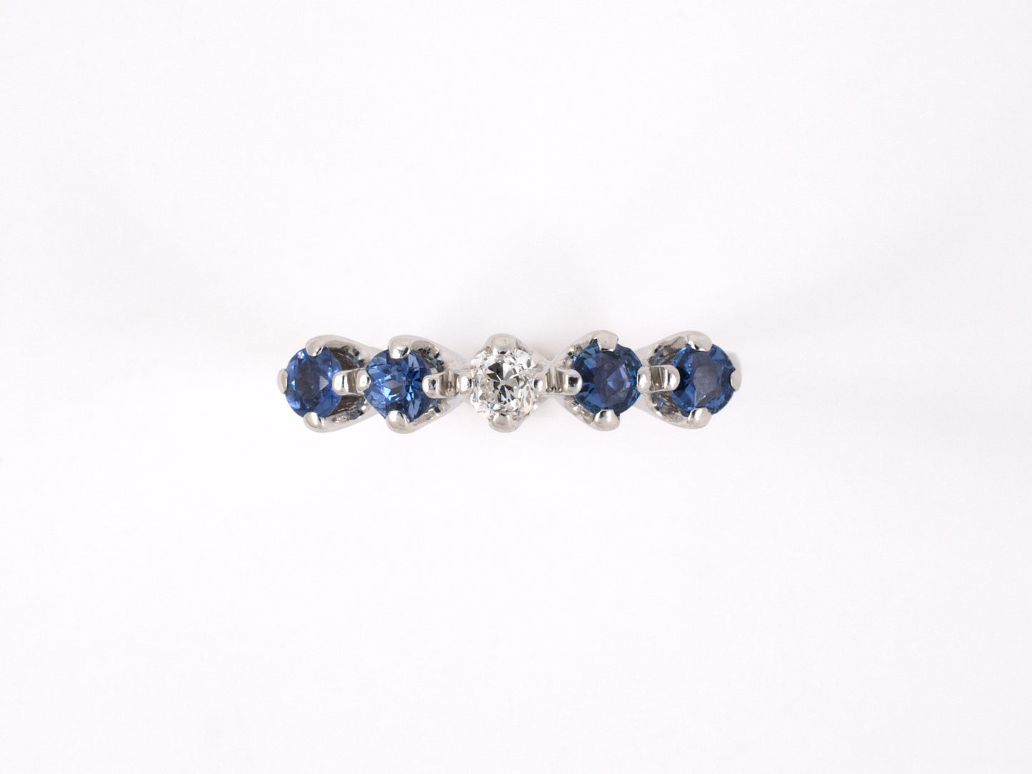 900349 - SOLD - Circa 1950 Gold Diamond Sapphire Wedding Ring