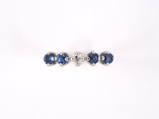 900349 - SOLD - Circa 1950 Gold Diamond Sapphire Wedding Ring