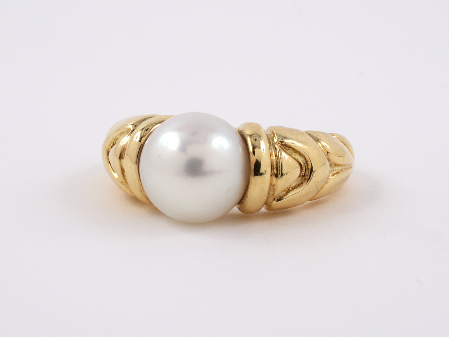 900382 - SOLD - Circa 2003 Bulgari Gold Pearl PASSO DOPPIO Ring