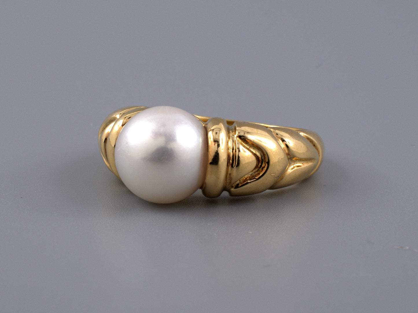 900382 - SOLD - Circa 2003 Bulgari Gold Pearl PASSO DOPPIO Ring