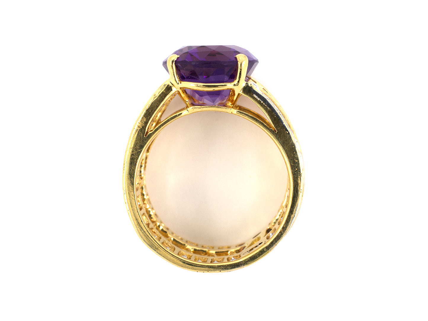 900409 - SOLD - Gold Amethyst Diamond Oval Open Ring
