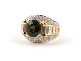 900438 - Gold Sapphire Diamond Cluster Oval Ring