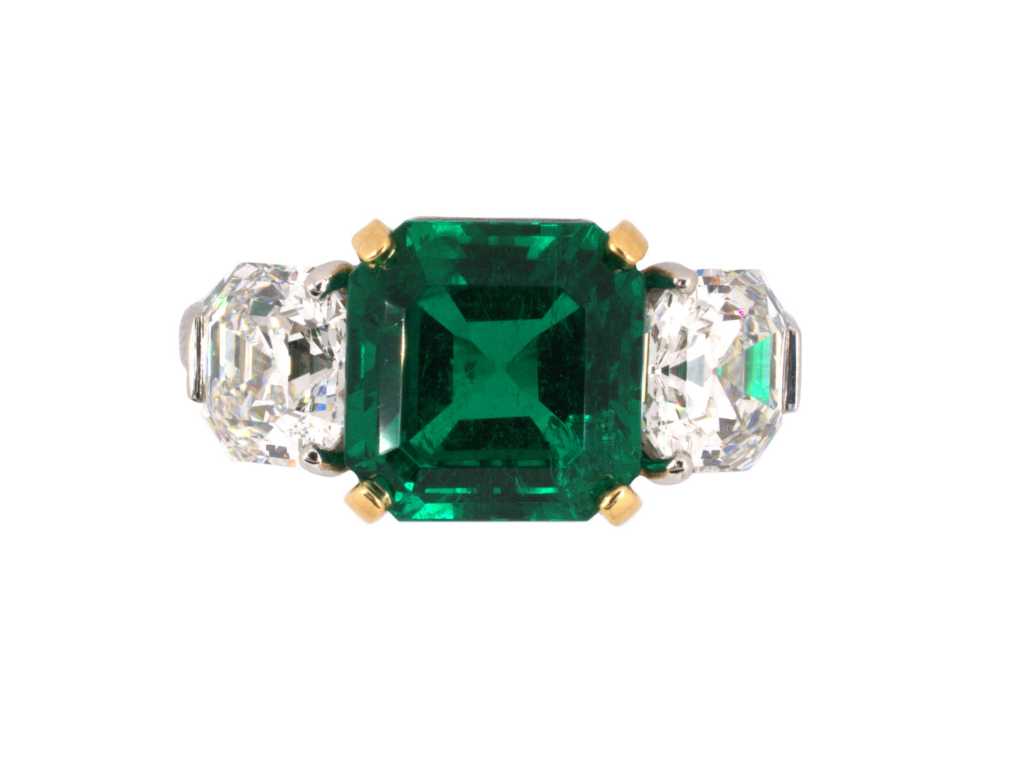 900445 - Cerro Platinum Gold AGL Emerald GIA Asscher Cut Diamond Ring