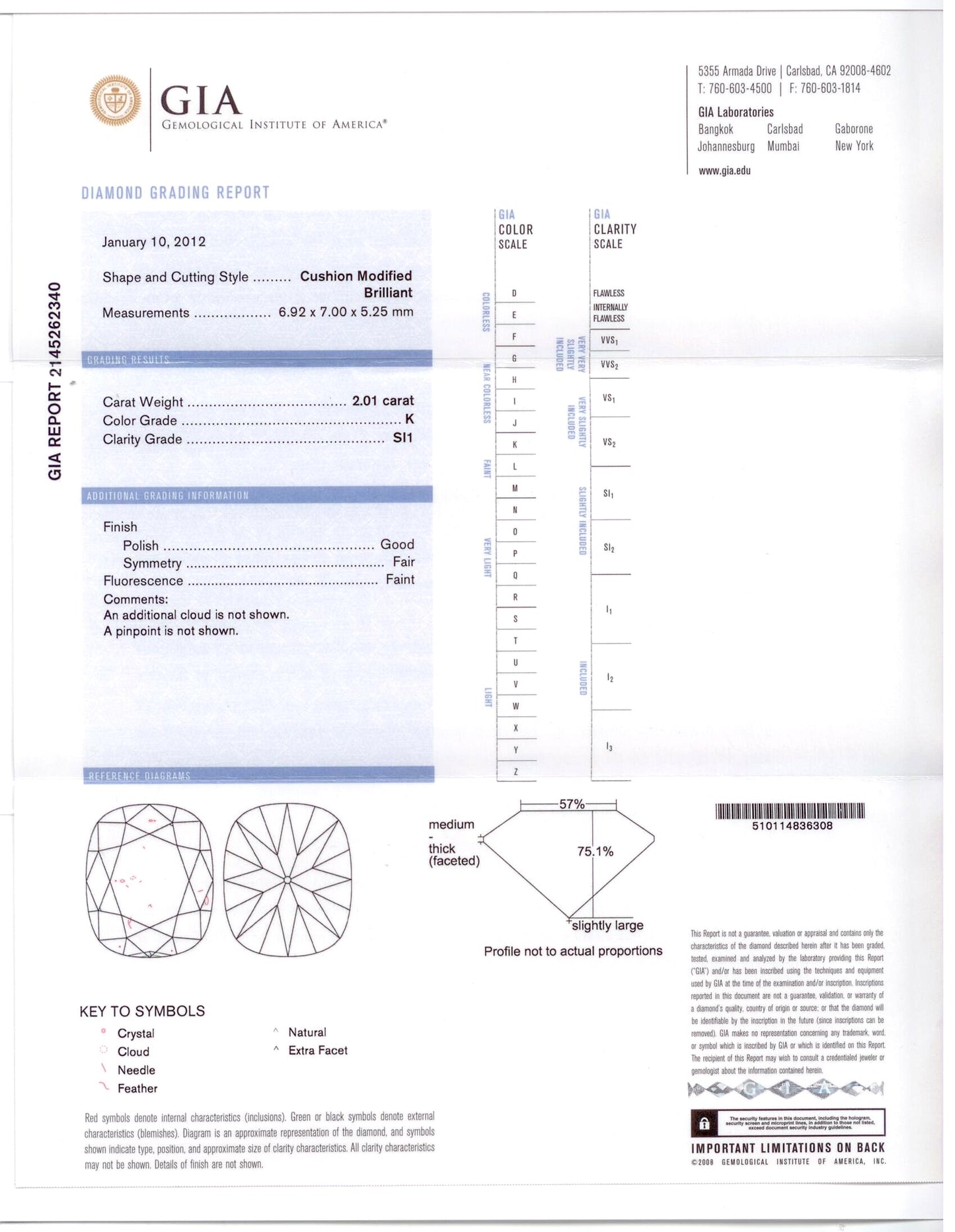 900448 - Cerro Platinum Gold GIA Cushion Diamond 3-stone Ring