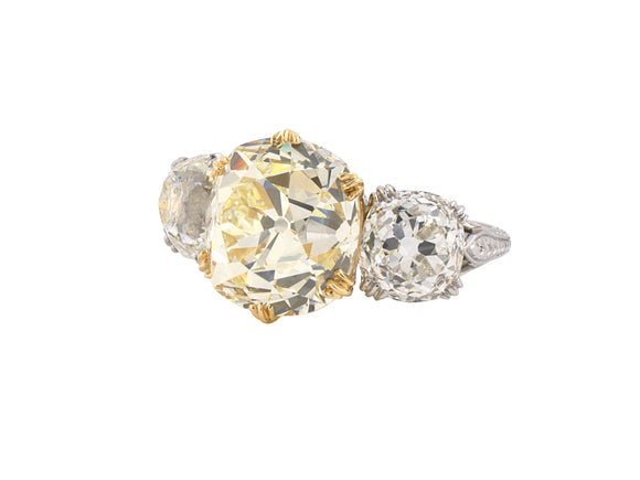 900448 - Cerro Platinum Gold GIA Cushion Diamond 3-stone Ring