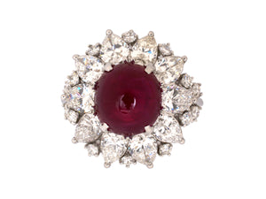 900459 - Platinum AGL Burma Ruby Diamond Cluster Ring