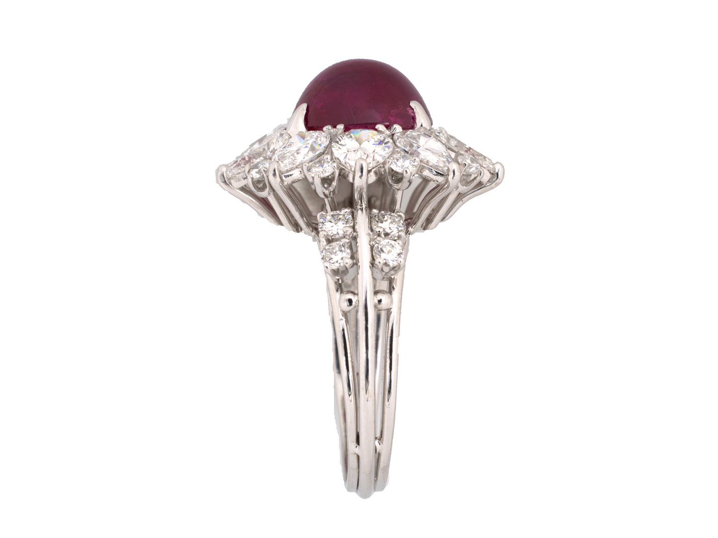 900459 - Platinum AGL Burma Ruby Diamond Cluster Ring