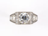 900509 - Art Deco Platinum GIA Diamond Engagement Ring