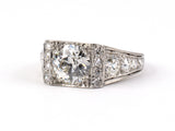 900509 - Art Deco Platinum GIA Diamond Engagement Ring