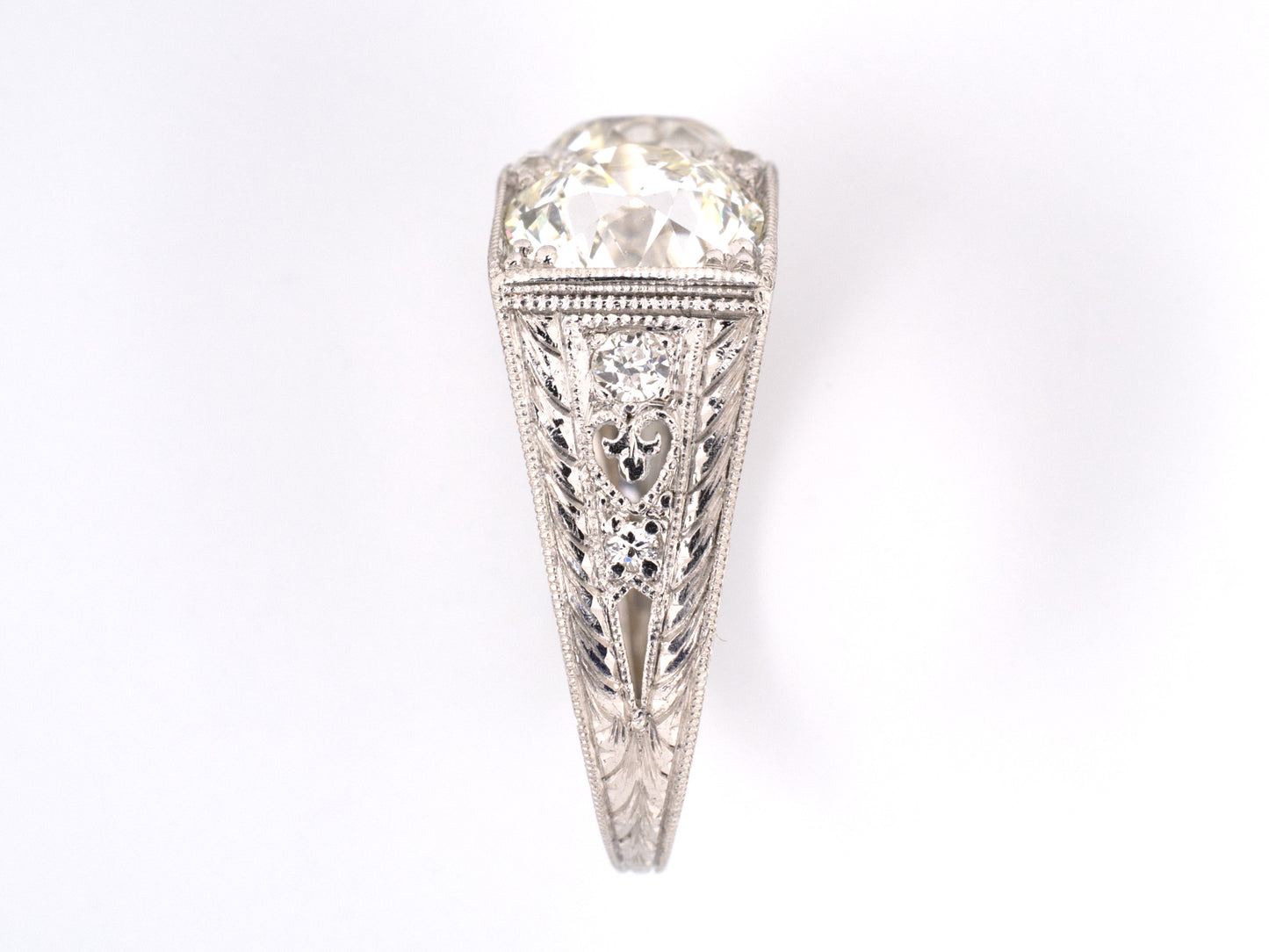 900534 - Art Deco Platinum GIA Diamond 2 Stone Ring
