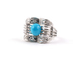 900560 - Platinum Diamond Turquoise Cocktail Ring