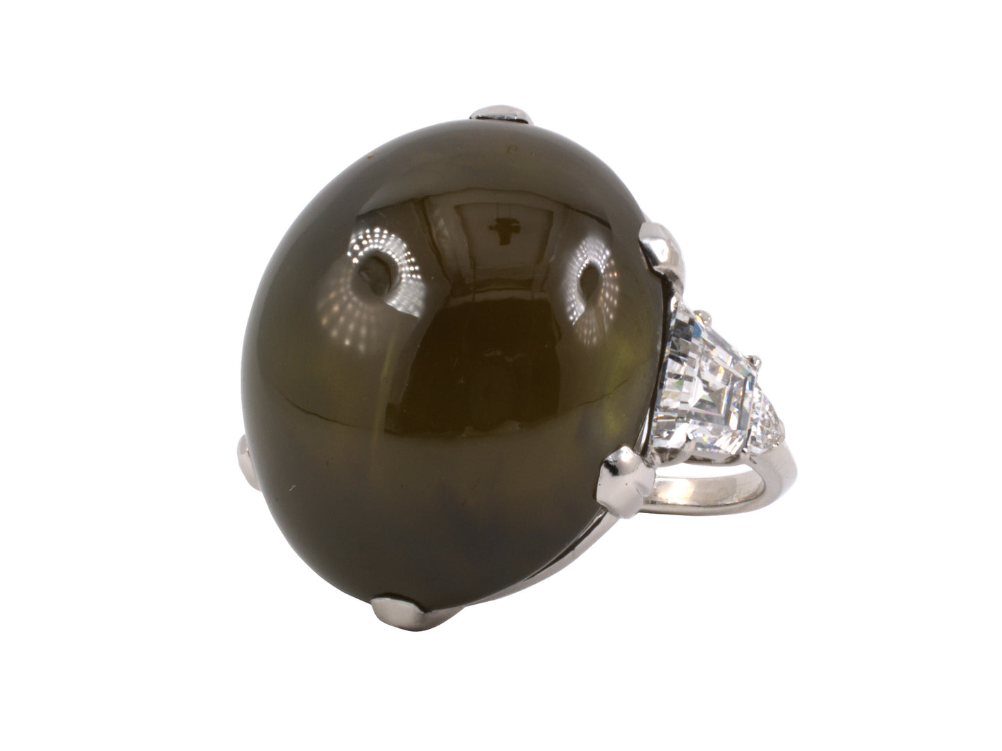 900597 - Art Deco AGL Cats Eye GIA Diamond Dinner Ring