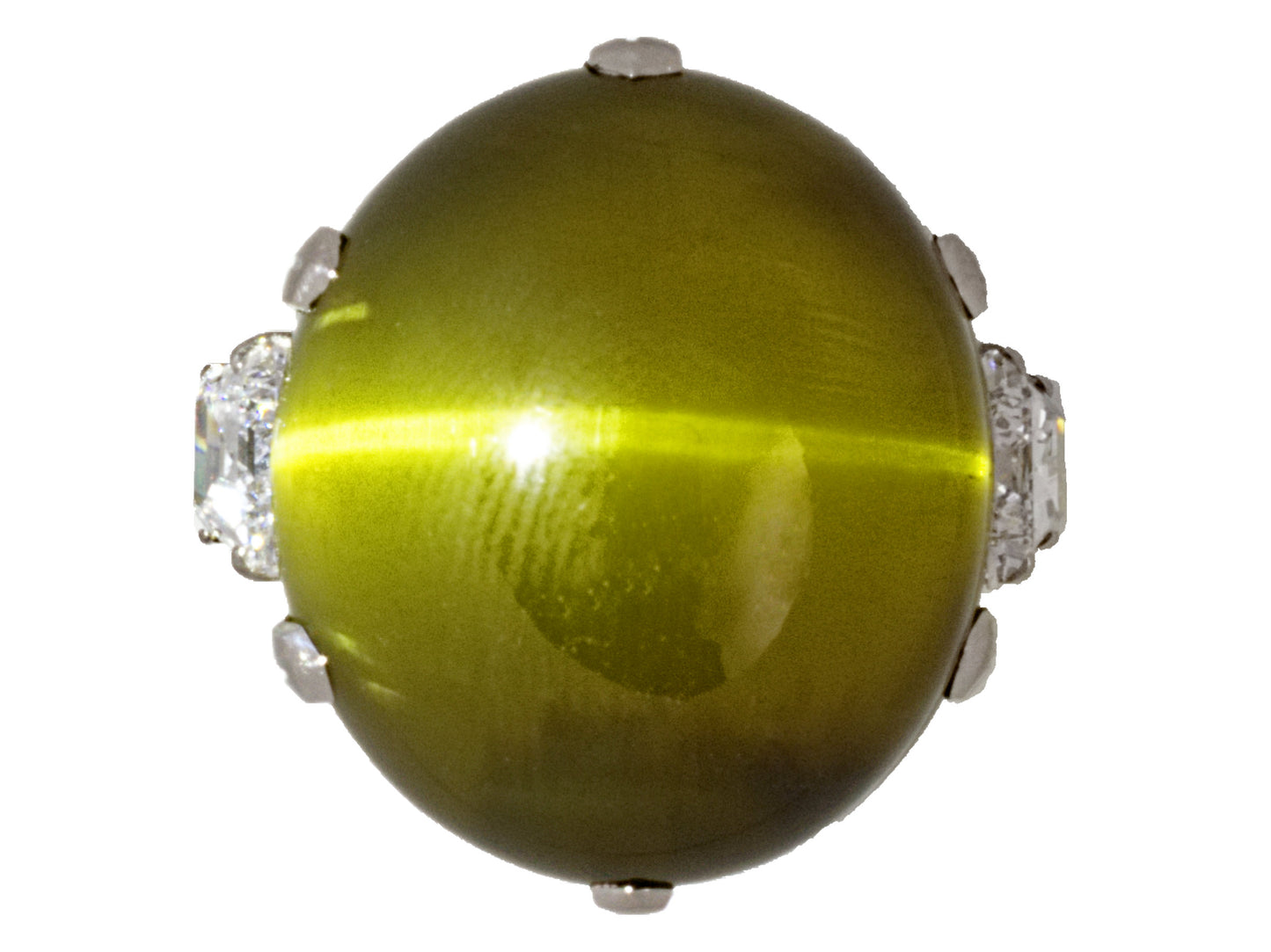 900597 - Art Deco AGL Cats Eye GIA Diamond Dinner Ring