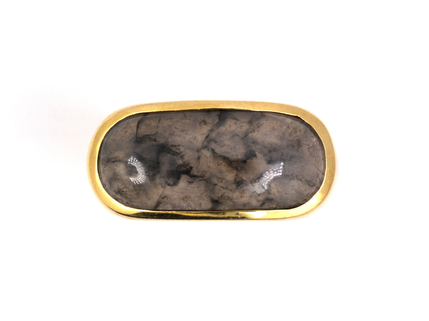 900601 - SOLD - T S Lin Gold Grey Jadeite Ring