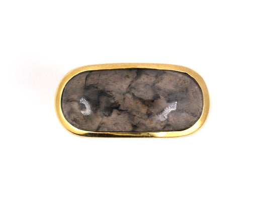 900601 - SOLD - T S Lin Gold Grey Jadeite Ring