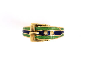 900647 - SOLD - Circa 1970 Gold Enamel Buckle Ring