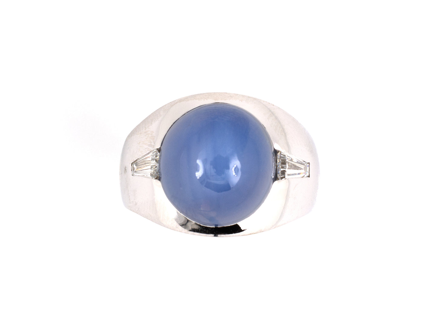 900743 - Circa 1950s Gold Star Sapphire Diamond Gents Gypsy Ring