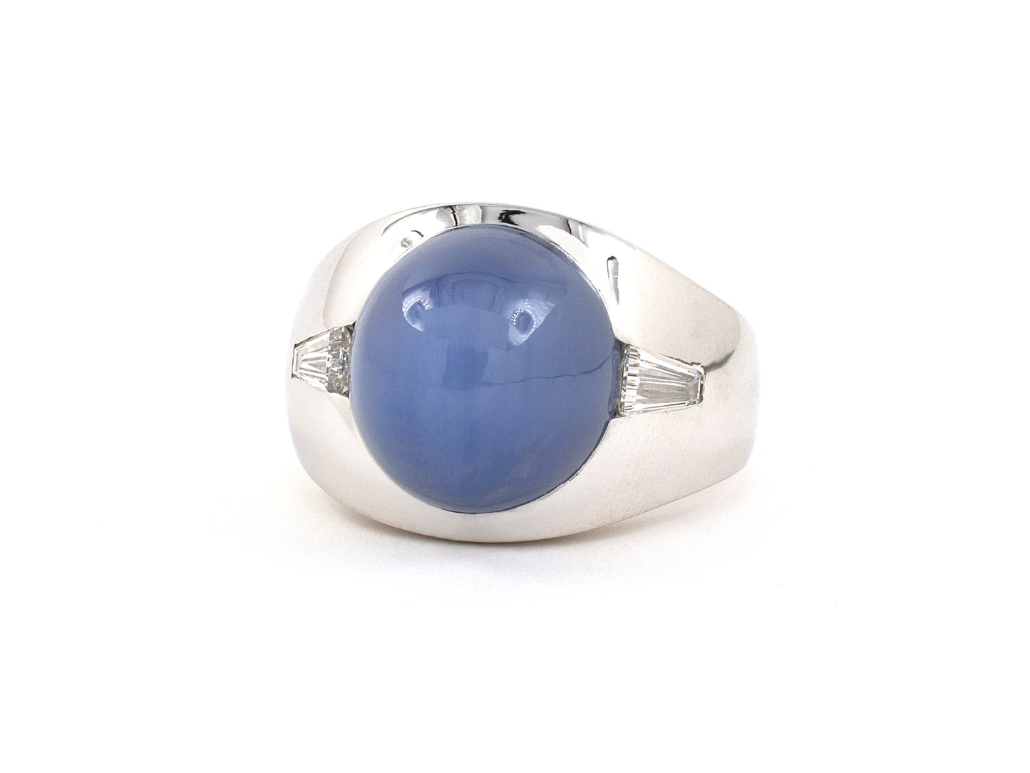 900743 - Circa 1950s Gold Star Sapphire Diamond Gents Gypsy Ring