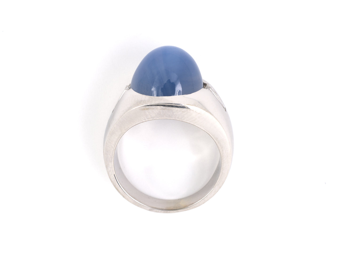 900743 - Circa 1950s Gold Star Sapphire Diamond Gents Gypsy Ring
