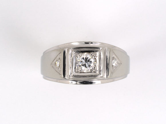 900745 - SOLD - Art Deco Gold Diamond Gents Ring