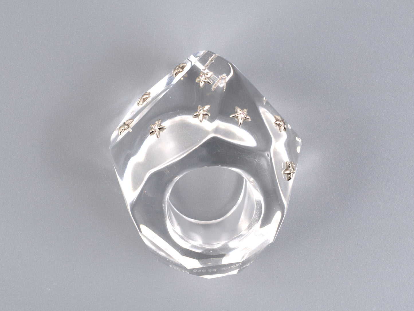 900750 - Circa 2009 Adria de Haume Platinum Rock Crystal Diamond Ring