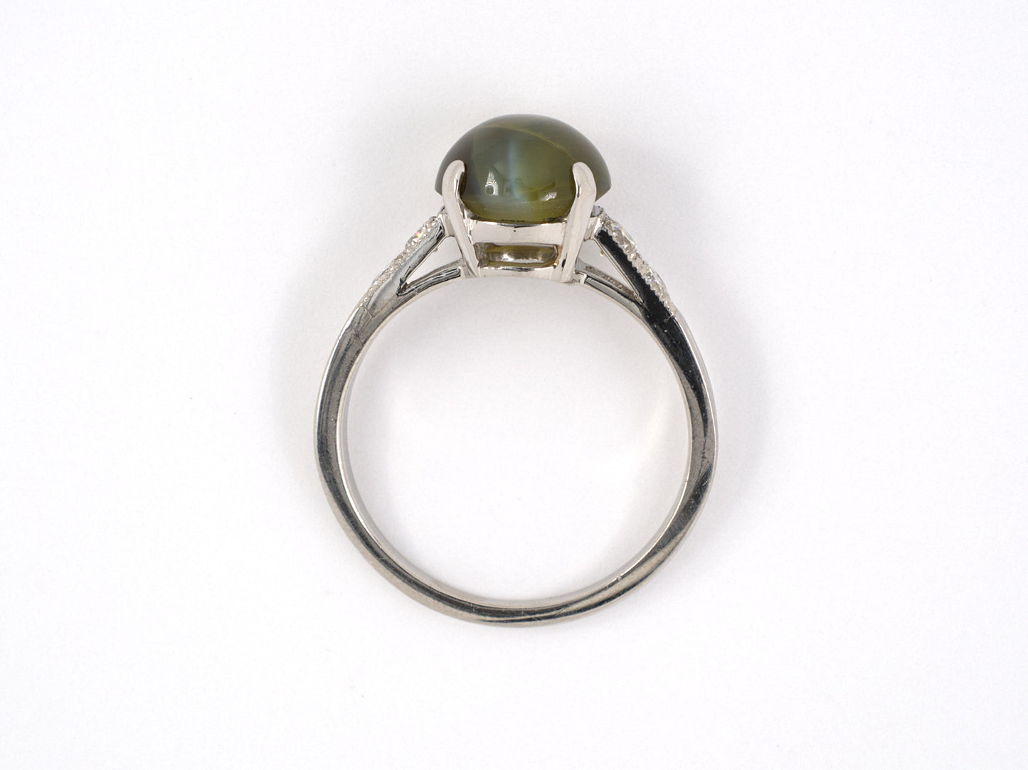 900786 - Art Deco Platinum AGL Ceylon Cat's Eye Diamond Engagement Ring