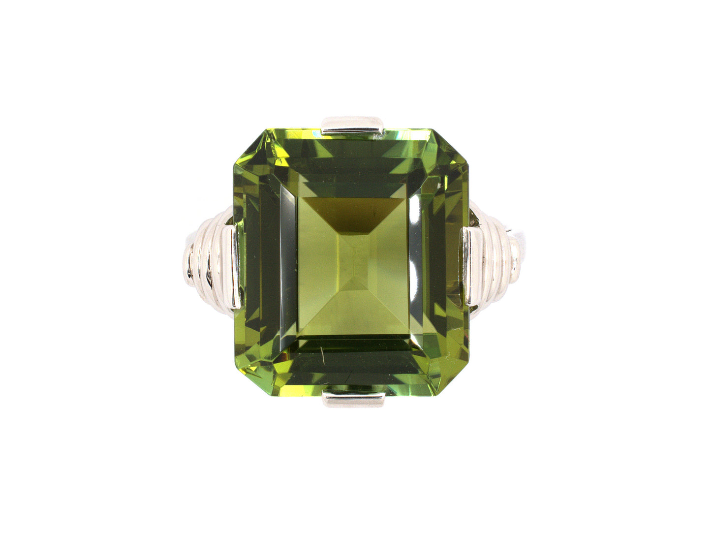 900787 - SOLD - Art Deco Platinum Tourmaline Solitaire Ring
