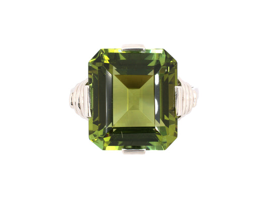 900787 - SOLD - Art Deco Platinum Tourmaline Solitaire Ring