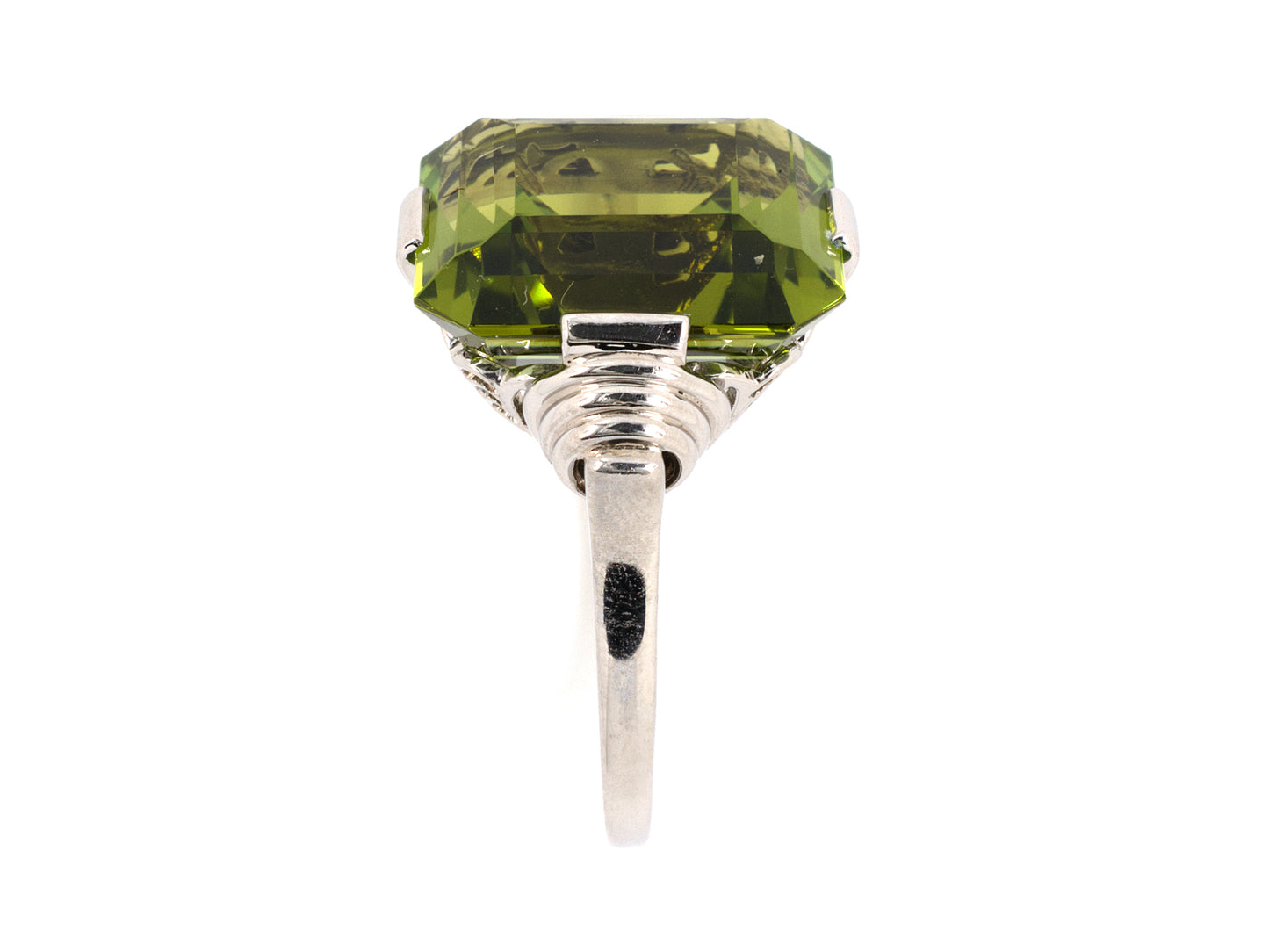900787 - SOLD - Art Deco Platinum Tourmaline Solitaire Ring