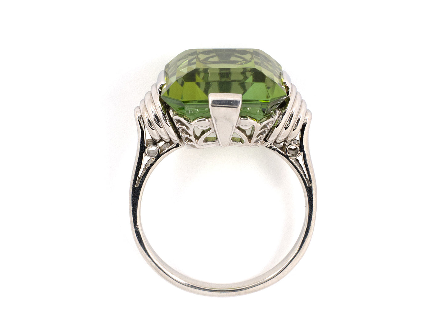 900787 - SOLD - Art Deco Platinum Tourmaline Solitaire Ring