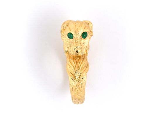 900828 - Webb Gold Emerald Ram Head Ring