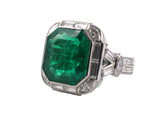 900858 - Circa 1965 Platinum AGL Colombian Emerald Diamond Ring