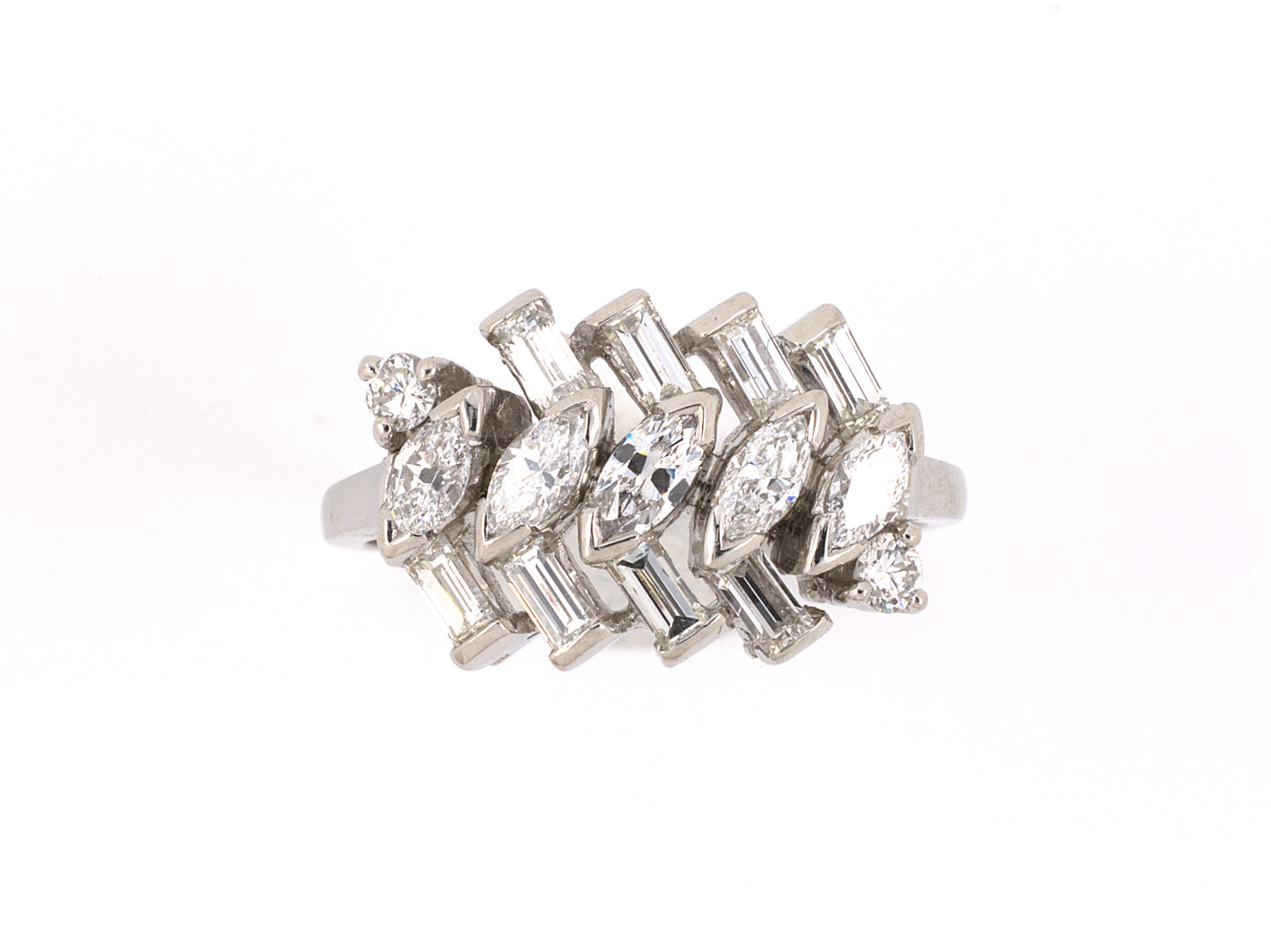 900867 - SOLD - Circa 1950 Platinum Diamond Zig Zag Wedding Ring