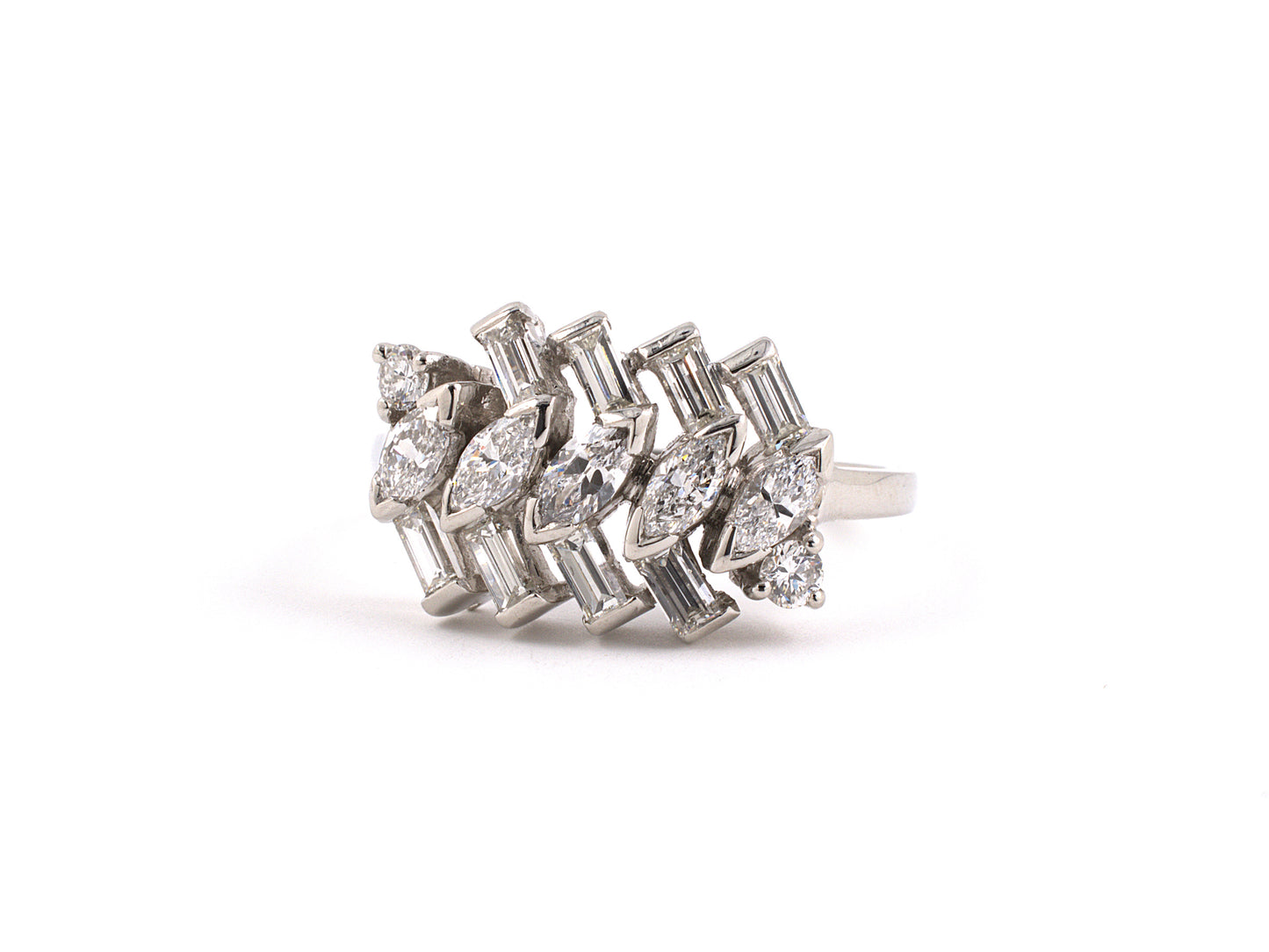 900867 - SOLD - Circa 1950 Platinum Diamond Zig Zag Wedding Ring