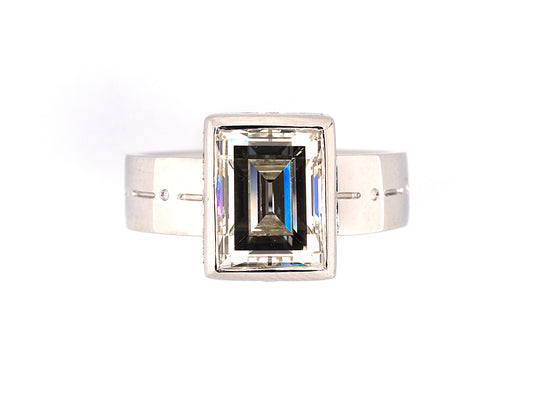 900875 - SOLD - S. Moore Platinum Rectangle GIA Diamond Solitaire Engagement Ring