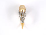 900890 - Edwardian Black Starr Frost Platinum Gold Pearl Diamond 3 Stone Ring