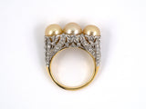 900890 - Edwardian Black Starr Frost Platinum Gold Pearl Diamond 3 Stone Ring