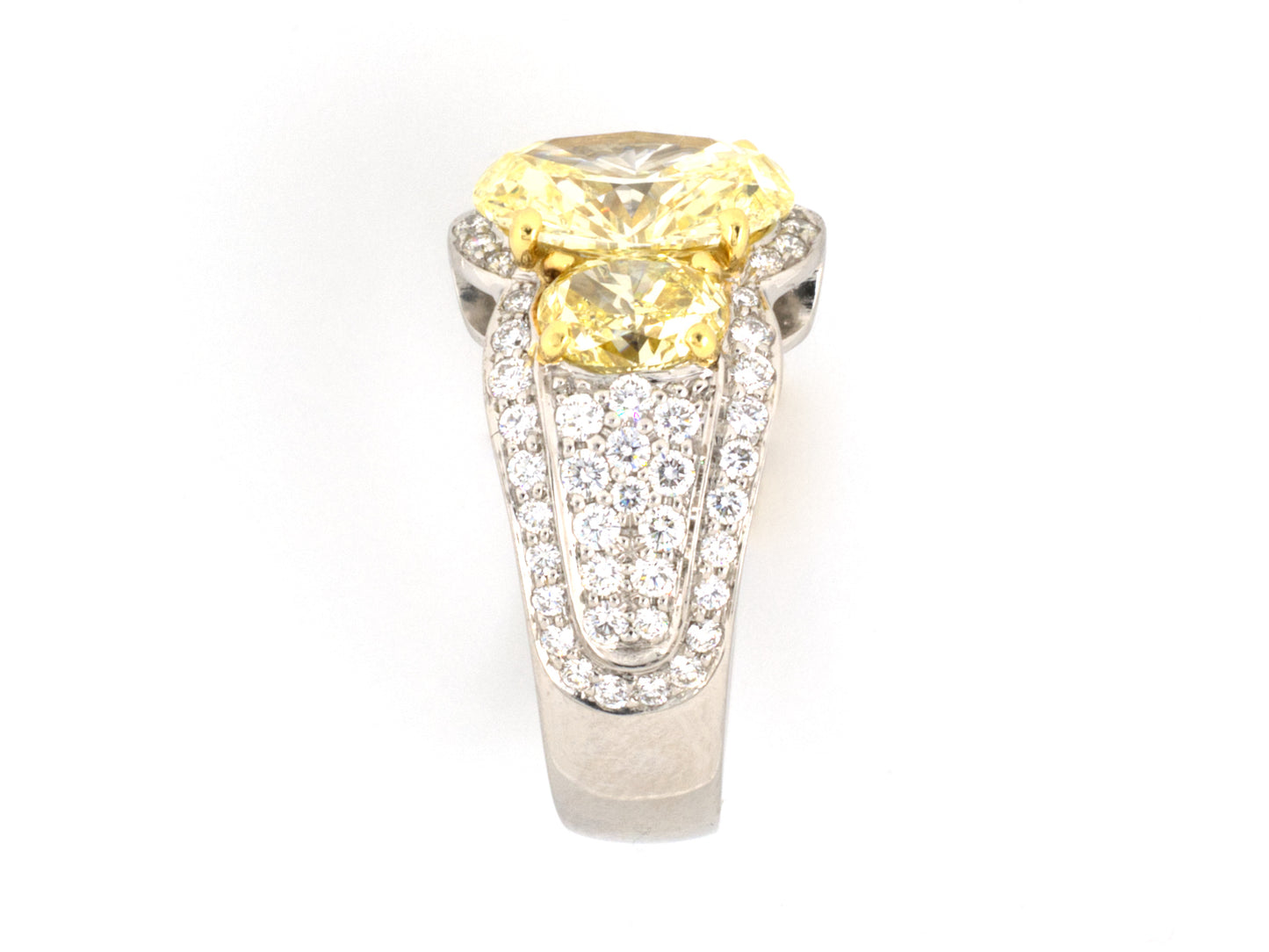 900924 - Krypell Platinum Gold GIA Fancy Yellow Diamond 3 Stone Engagement Ring