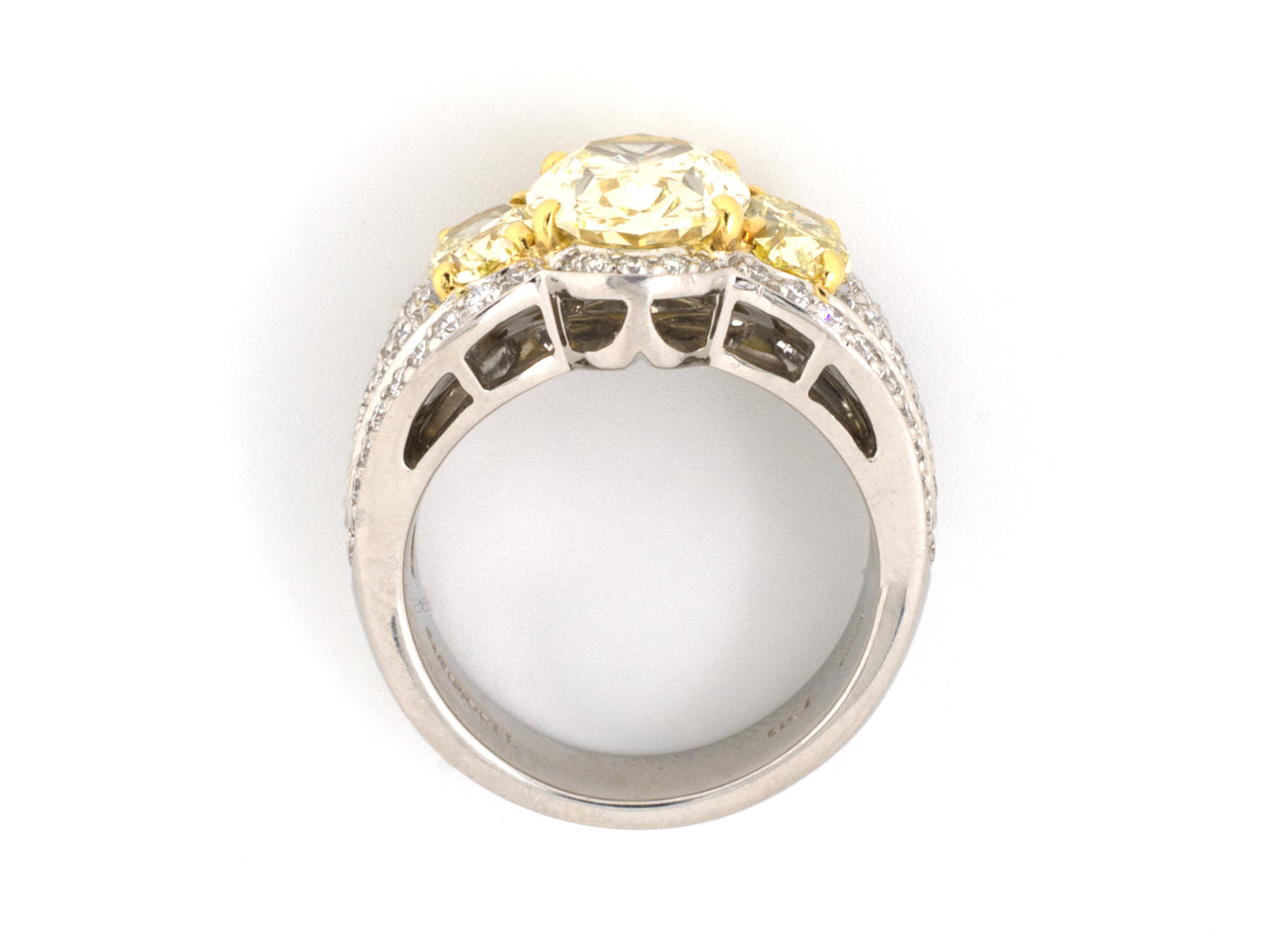 900924 - Krypell Platinum Gold GIA Fancy Yellow Diamond 3 Stone Engagement Ring