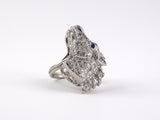 900930 - Platinum Diamond Sapphire Horse Head Gallery Ring